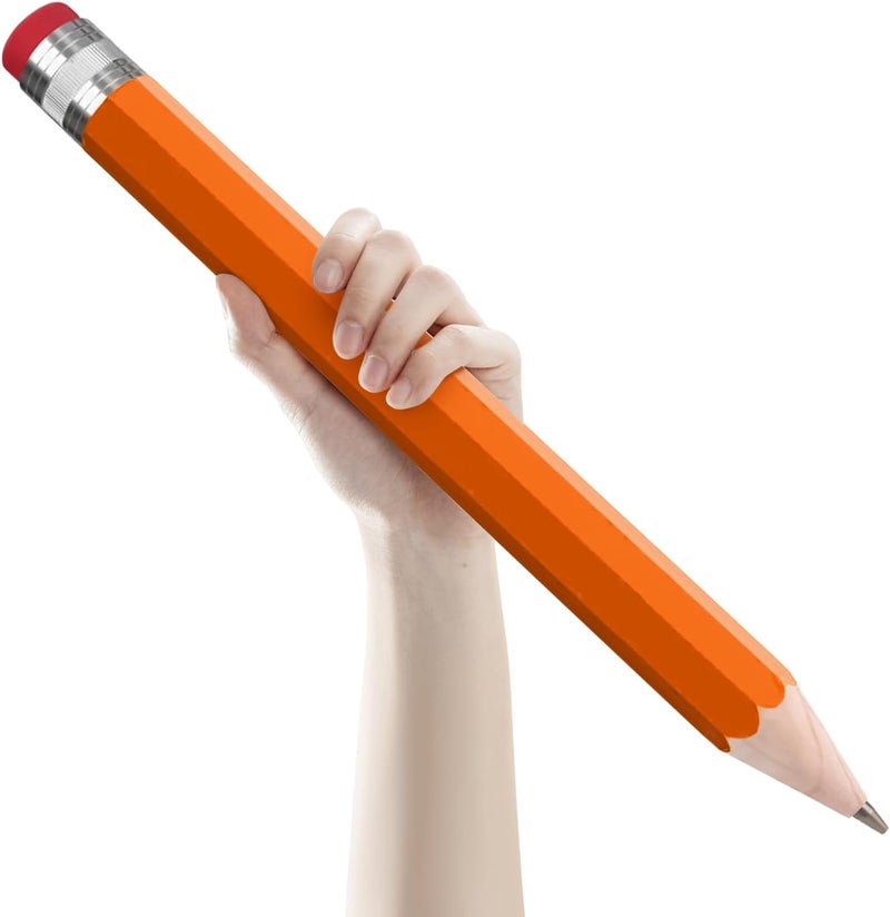 smrtcol Wooden Jumbo Pencil for Prop Gifts Decor 14 Inch Funny Big Novelty Pencil with Cap Orange - Image 1